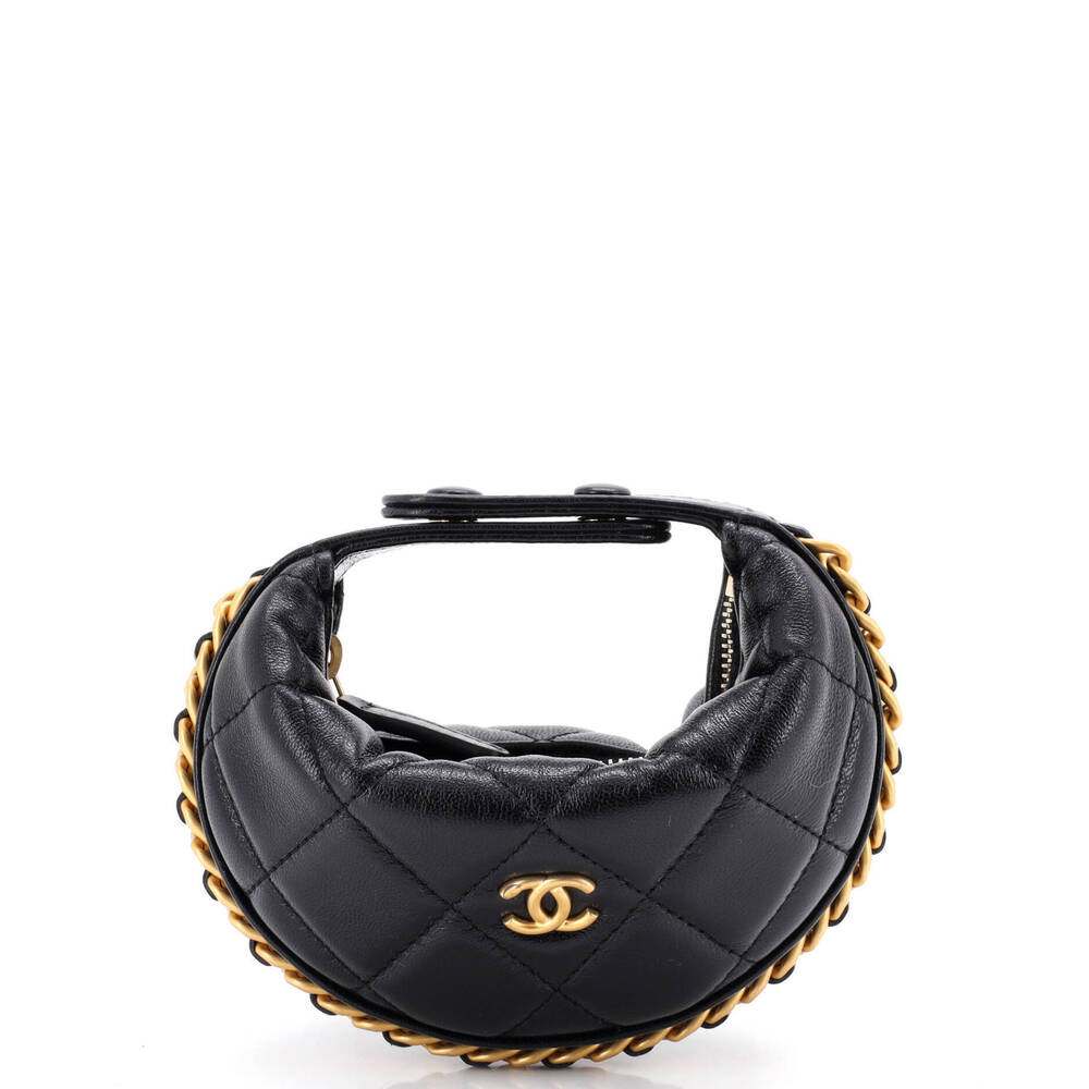 Chanel Extra Mini Chain Around Hobo Pouch Quilted Lambskin
